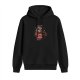 Black hoodie with cat in coffee cup graphic