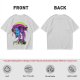 Olive t-shirt with neon vampire Dracula graphic and Japanese text