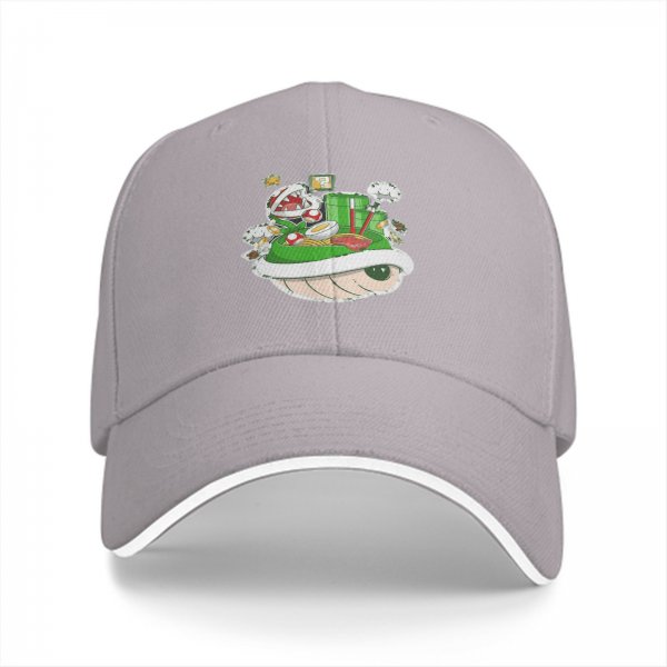Black Baseball Cap With Super Mario Themed Ramen Artwork