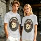 Olive green t-shirt with encouraging coffee character graphic and motivational text