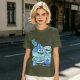 Olive green t-shirt with a slime jam graphic design