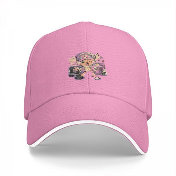 Black Baseball Cap with Anime Character DJ Print