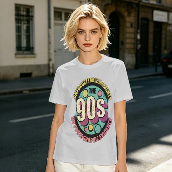 Olive green graphic t-shirt with 90s nostalgic print