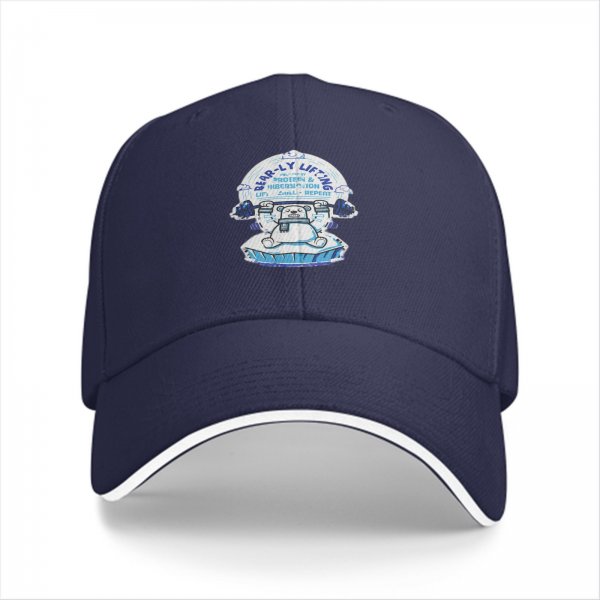 Black baseball cap with polar bear lifting barbell graphic