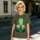 Olive Anime T-Shirt With Samurai Warrior Silhouette Art