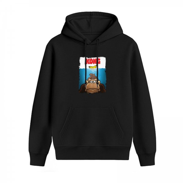 Black hoodie with Kong gorilla and banana graphic print