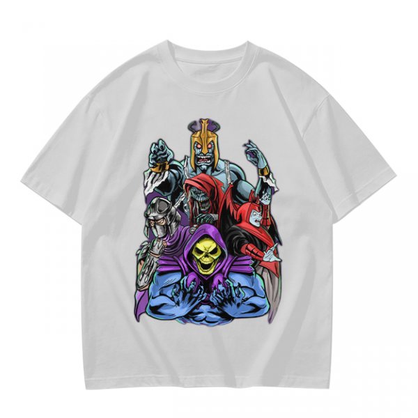 Olive T-shirt with Villainous Cartoon Character Group Print