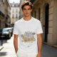 Olive Green T-Shirt With Stylish Cat Graphic Print