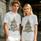 Olive T-Shirt With Cute Cat Christmas Tree Holiday Print