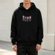 Black Hoodie With Cartoon Business Characters And Food Print