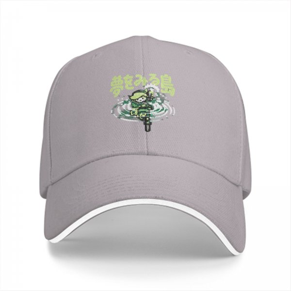 Black baseball cap with water-themed character graphic and Japanese text