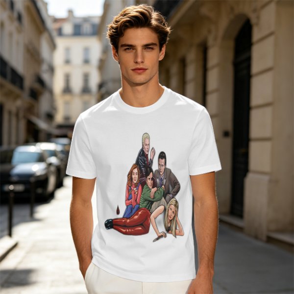 Olive Green T-Shirt with Buffy The Vampire Slayer Character Art Print