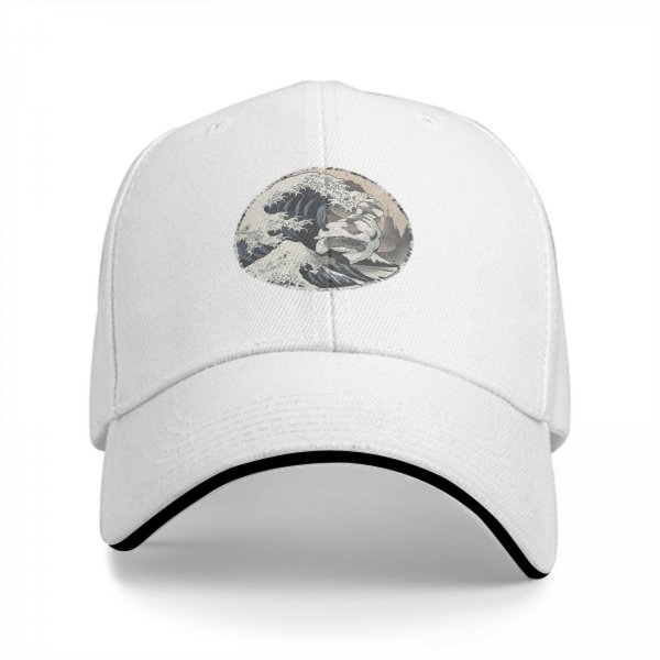 Black Baseball Cap with The Great Wave Off Kanagawa Print