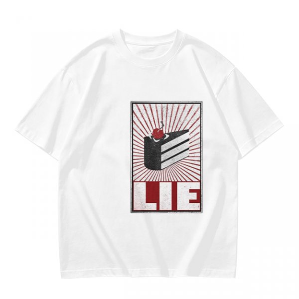 Olive Graphic T-Shirt With Cake Slice And 'LIE' Print