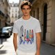 Olive T-Shirt With Shark And Colorful Ghost Creatures Print