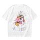 Oversized Olive T-Shirt With Sassy Unicorn Holding Coffee Print
