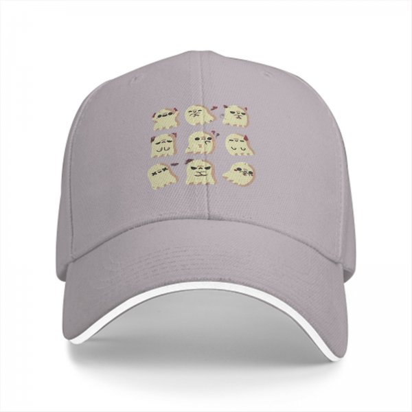 Black Baseball Cap With Cute Ghost Emoji Pattern