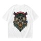 Olive Green Swordsman Skull Graphic Short Sleeve T-Shirt
