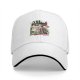 Black baseball cap with punk rock cat graphic design