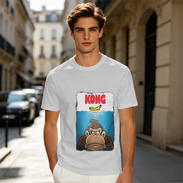 Olive T-Shirt With Cartoon Kong Banana Water Print