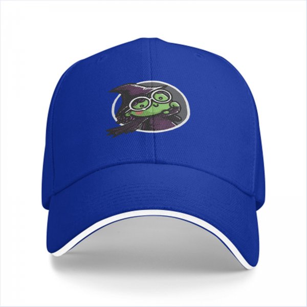 Black Baseball Cap With Cute Witch Frog Graphic Design