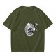 Olive Green T-Shirt With Wizard And Pizza Graphic Print