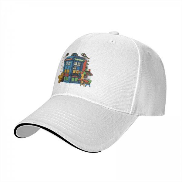 Black baseball cap with Mexican themed TARDIS graphic
