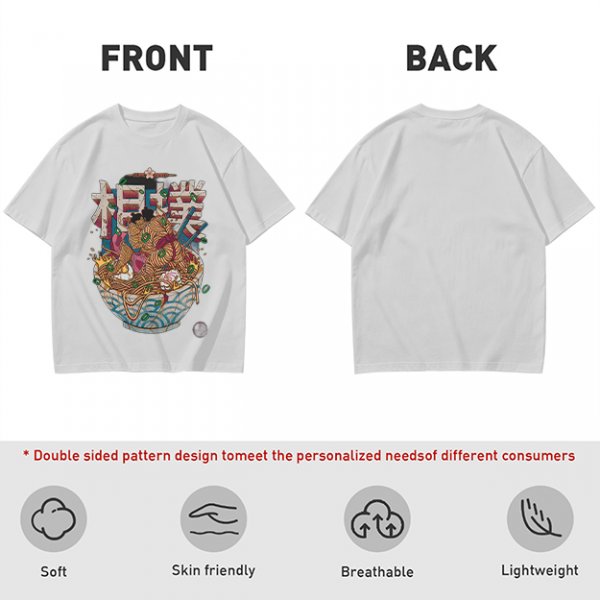 Olive T-shirt with Sumo Wrestler in Ramen Bowl Artwork