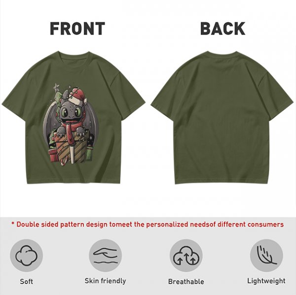 Christmas Toothless Dragon T-Shirt with Holiday Gifts and Decor