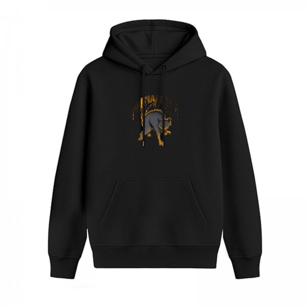Black Hoodie With Stalking Cat Graphic Design