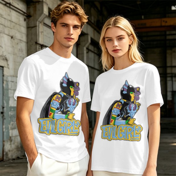 Olive T-shirt with Evil Girl Graphic Print