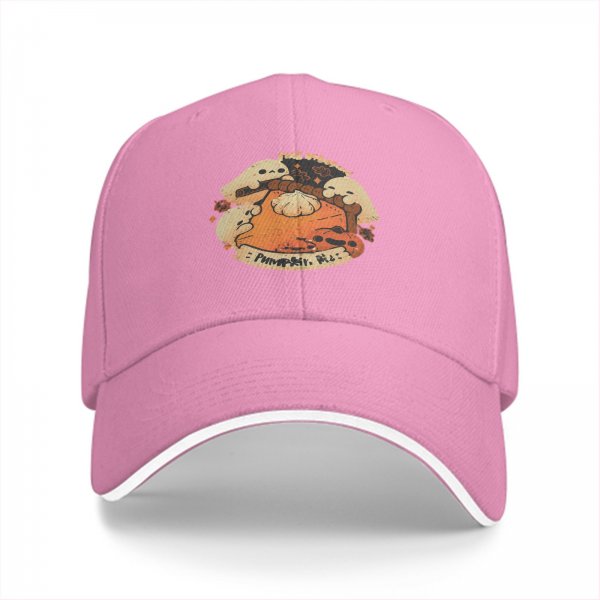 Black baseball cap with cute ghost pumpkin pie fall design