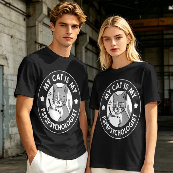 My Cat Is My Pspsychologist Funny Graphic T-Shirt