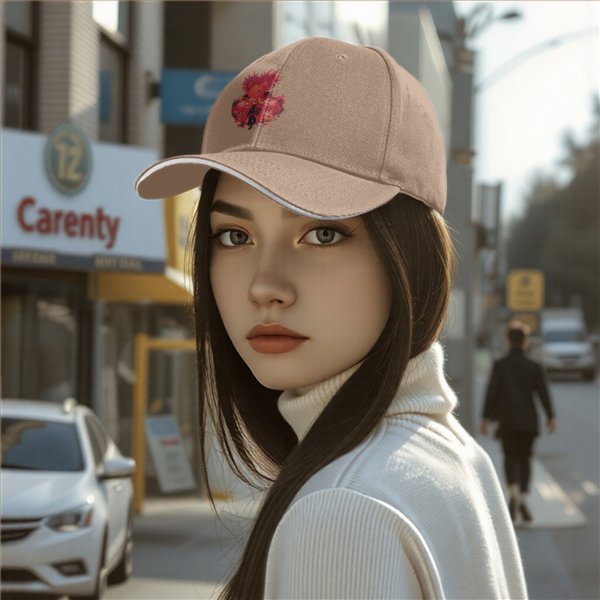 Black Baseball Cap With Red Anime Character Graphic Print