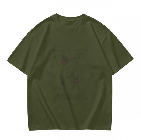 Olive Green Oversized Short Sleeve Graphic T-Shirt