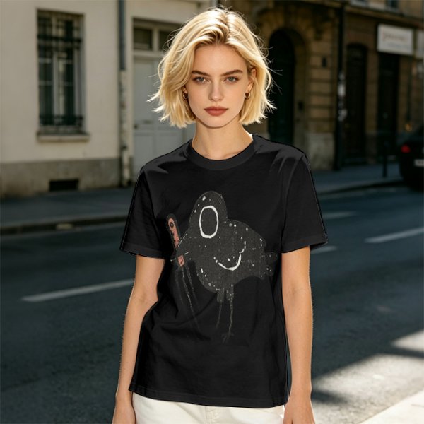 Olive T-Shirt With Dark Crow Holding Knife Graphic Print