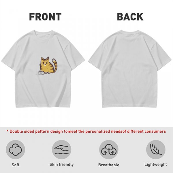 Olive Green T-Shirt With Grumpy Orange Tabby Cat Graphic