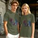 Olive T-Shirt With Dark Souls Knight At Campfire Death Sign Print