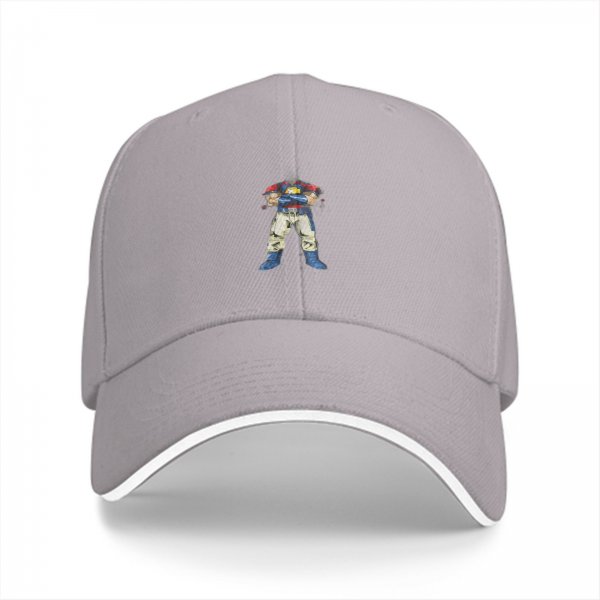 Black Baseball Cap With Cartoon Superhero Character Print