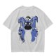 Olive T-Shirt With Blue Fantasy Animal Heads Graphic Print