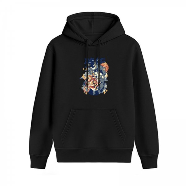 Black Hoodie With Abstract Colorful Graphic Print Design