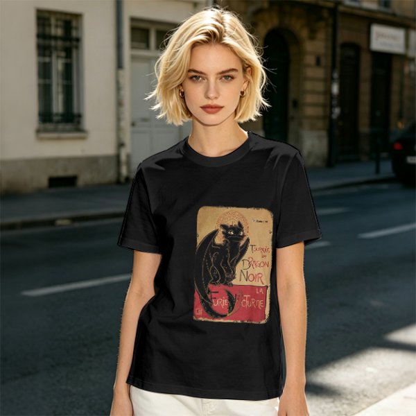 Olive t-shirt with vintage black dragon print design