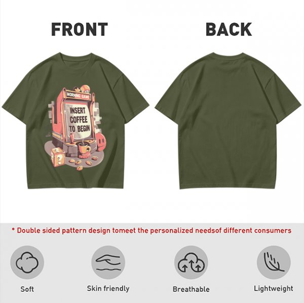 Gaming Themed T-Shirt With 'Insert Coffee To Begin' Print