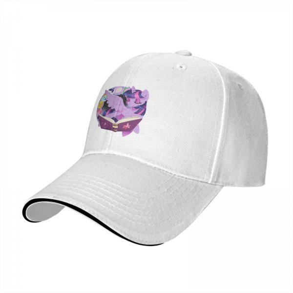 Black baseball cap with Twilight Sparkle reading a magic book print