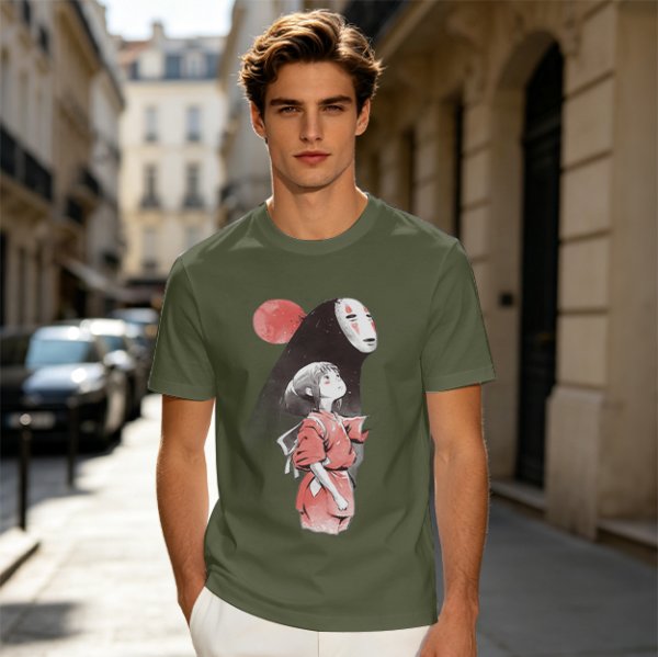Spirited Away Chihiro and No Face Anime Graphic T-Shirt