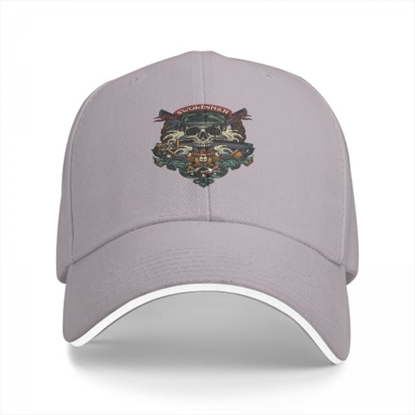 Black baseball cap with Swordsman skull crest graphic