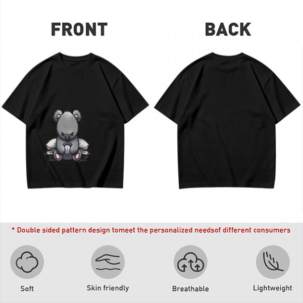 Olive T-shirt with Angry Koala Holding a Small Toy Print