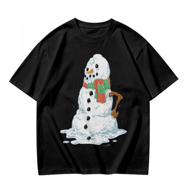 Olive T-Shirt With Melting Snowman Christmas Print