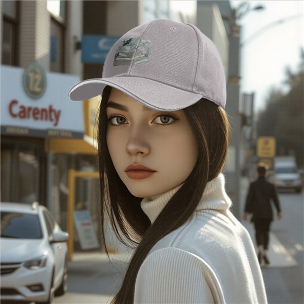 Black baseball cap with teacup on books and botanical print