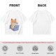 Olive T-Shirt With Cute Orange Cat Working On Laptop Print